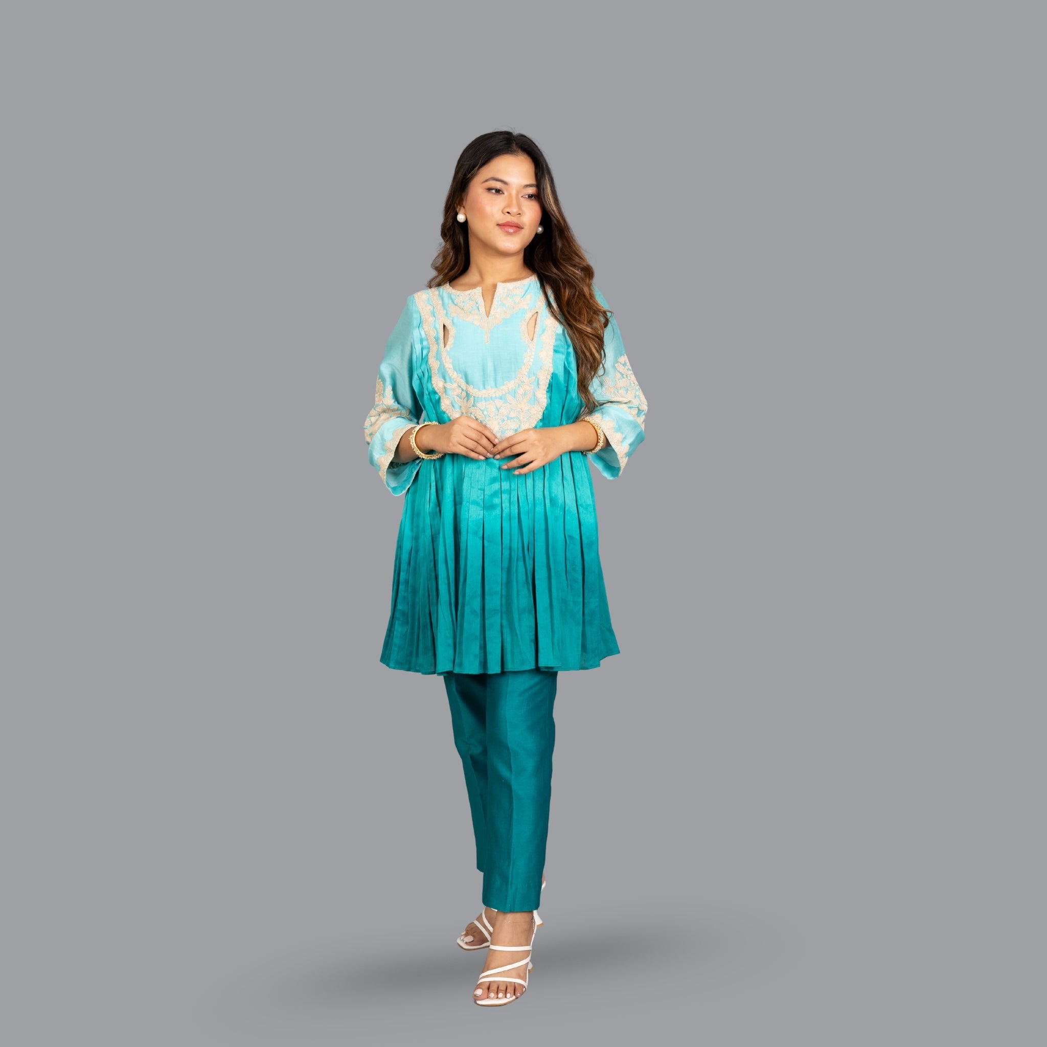 Emerald Mist Pleated Set