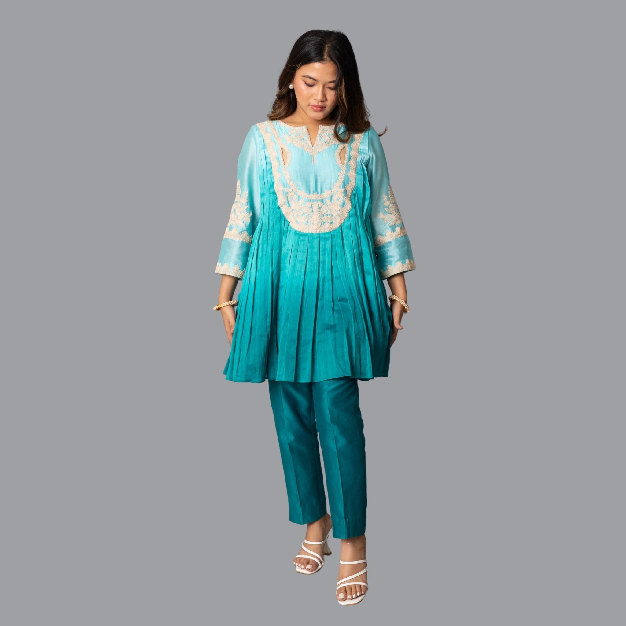 Emerald Mist Pleated Set