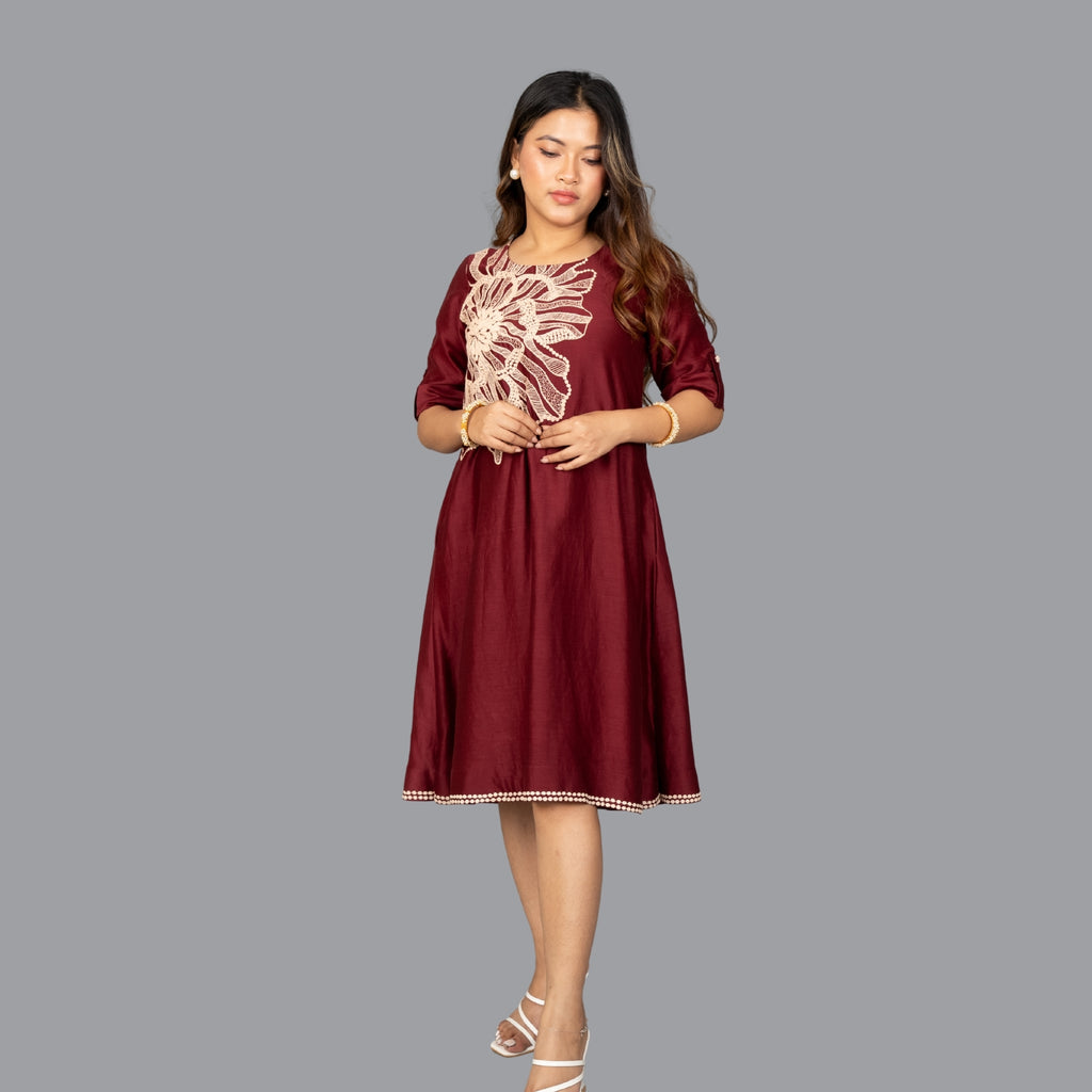 Crimson Bloom Couture Dress