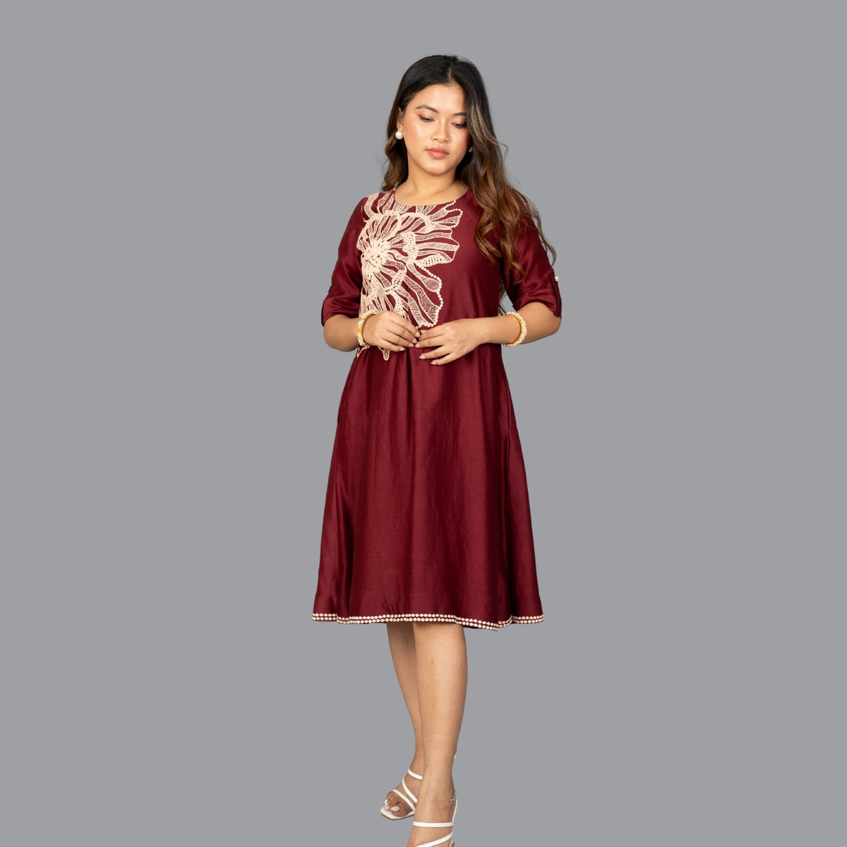 Crimson Bloom Couture Dress
