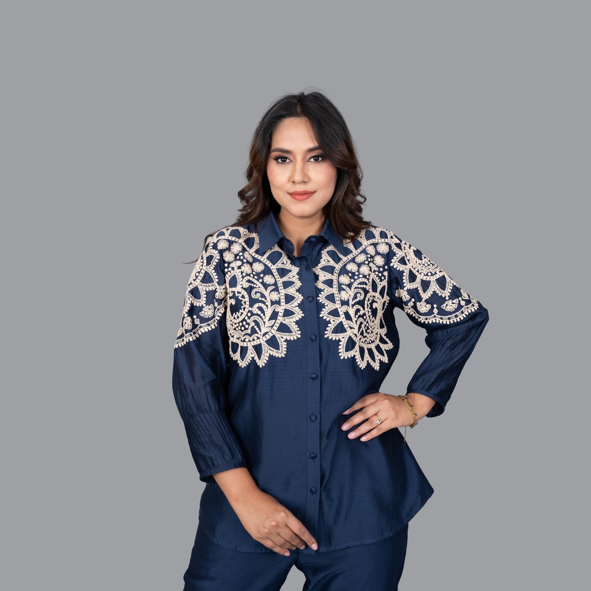 Nayra Navy Pleated Kurta