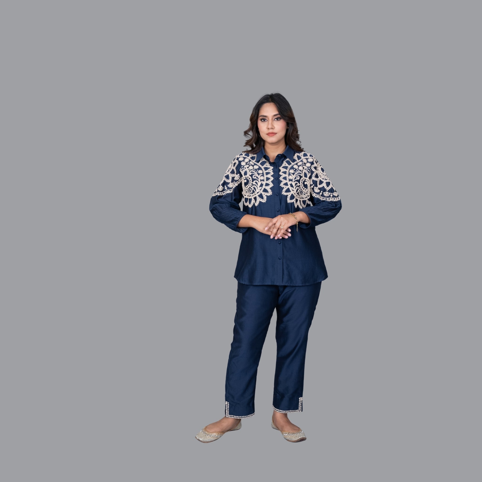 Nayra Navy Pleated Kurta