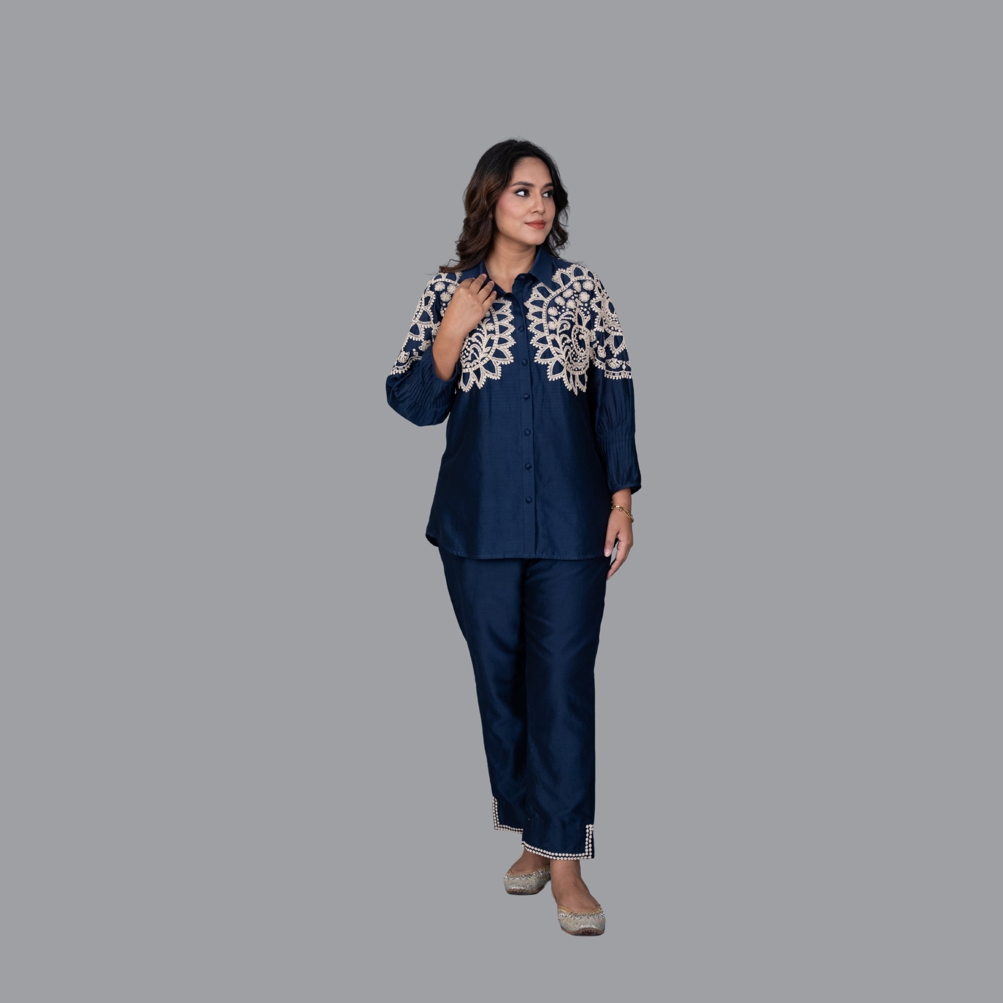Nayra Navy Pleated Kurta