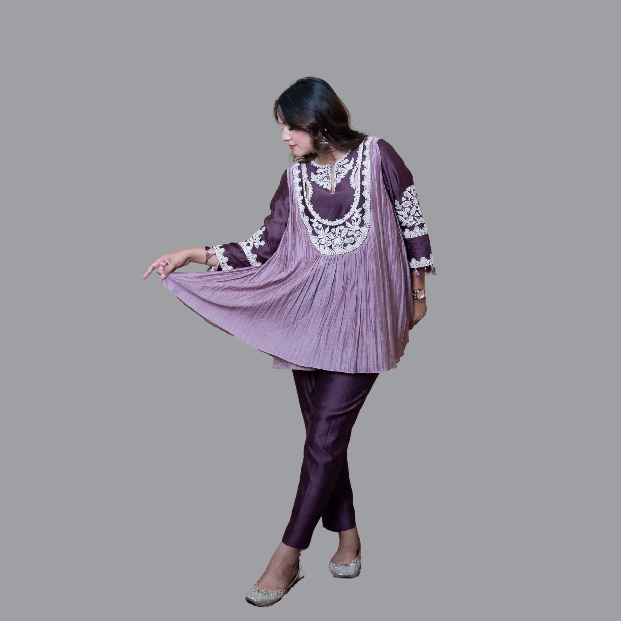 Plum Grace Pleated Ensemble