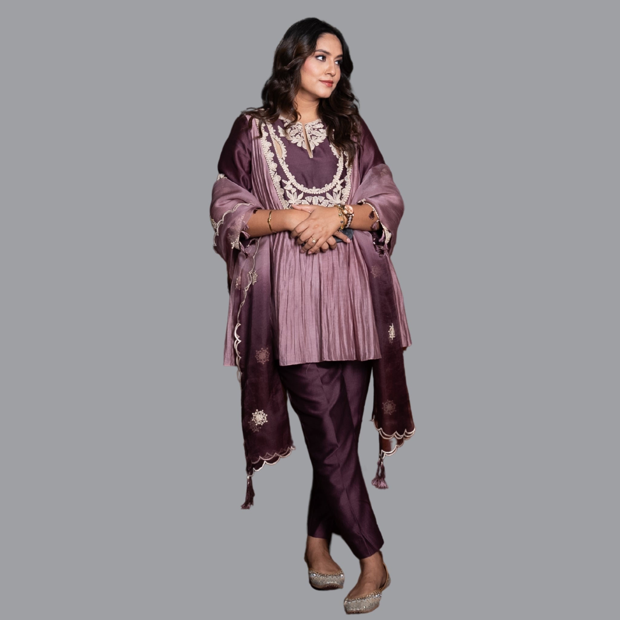 Plum Grace Pleated Ensemble