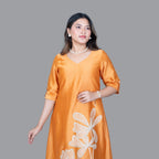 Golden Blossom Embroidered Dress