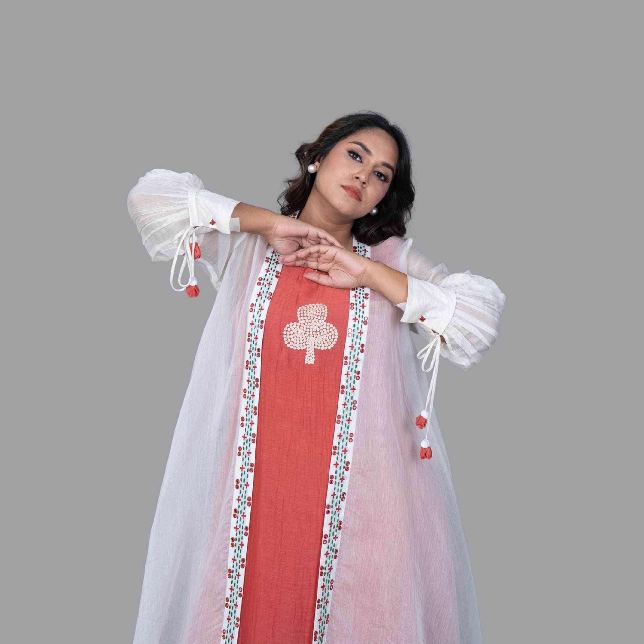 Elara Coral Jacket Ensemble