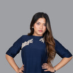 Navy Whisper Embroidered Dress