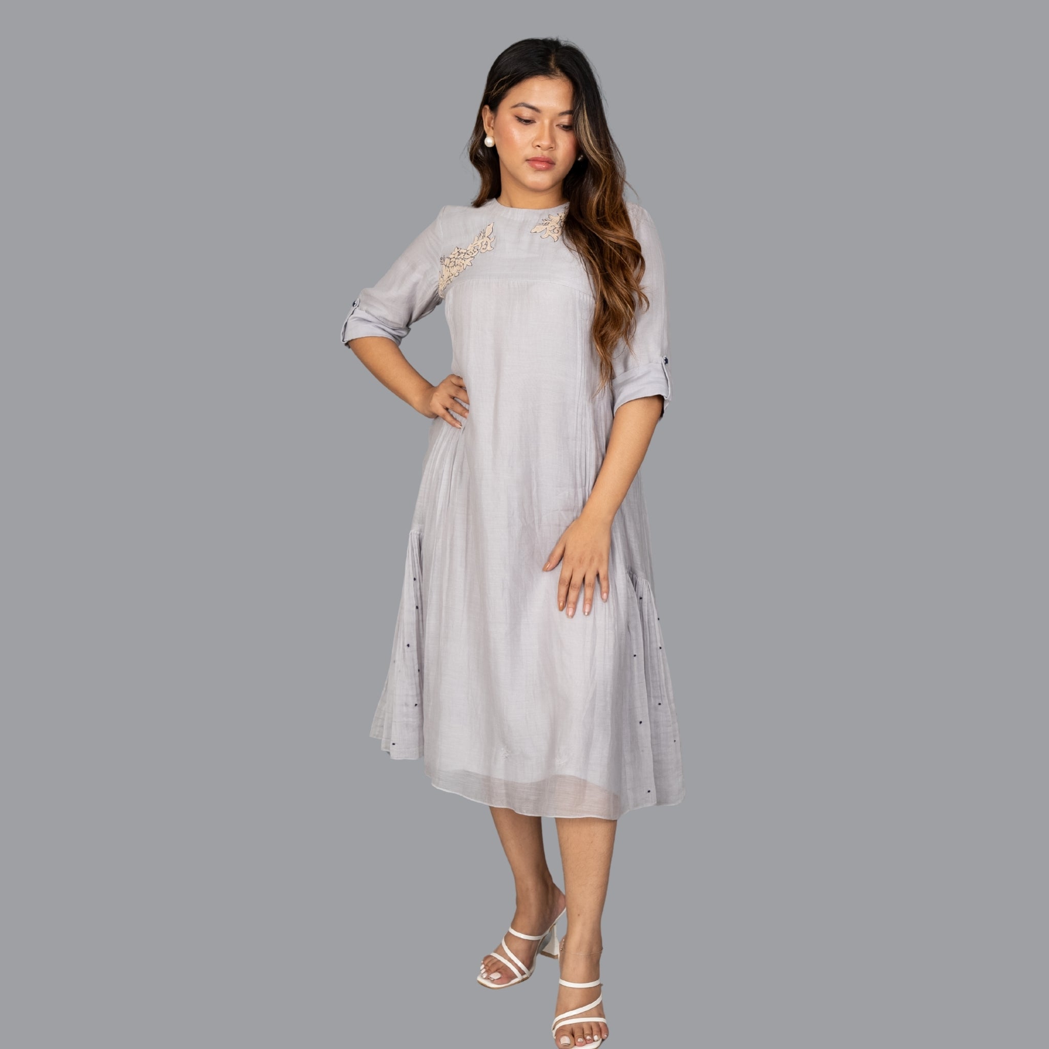 Silver Mist Pleated Dress