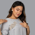 Silver Mist Pleated Dress