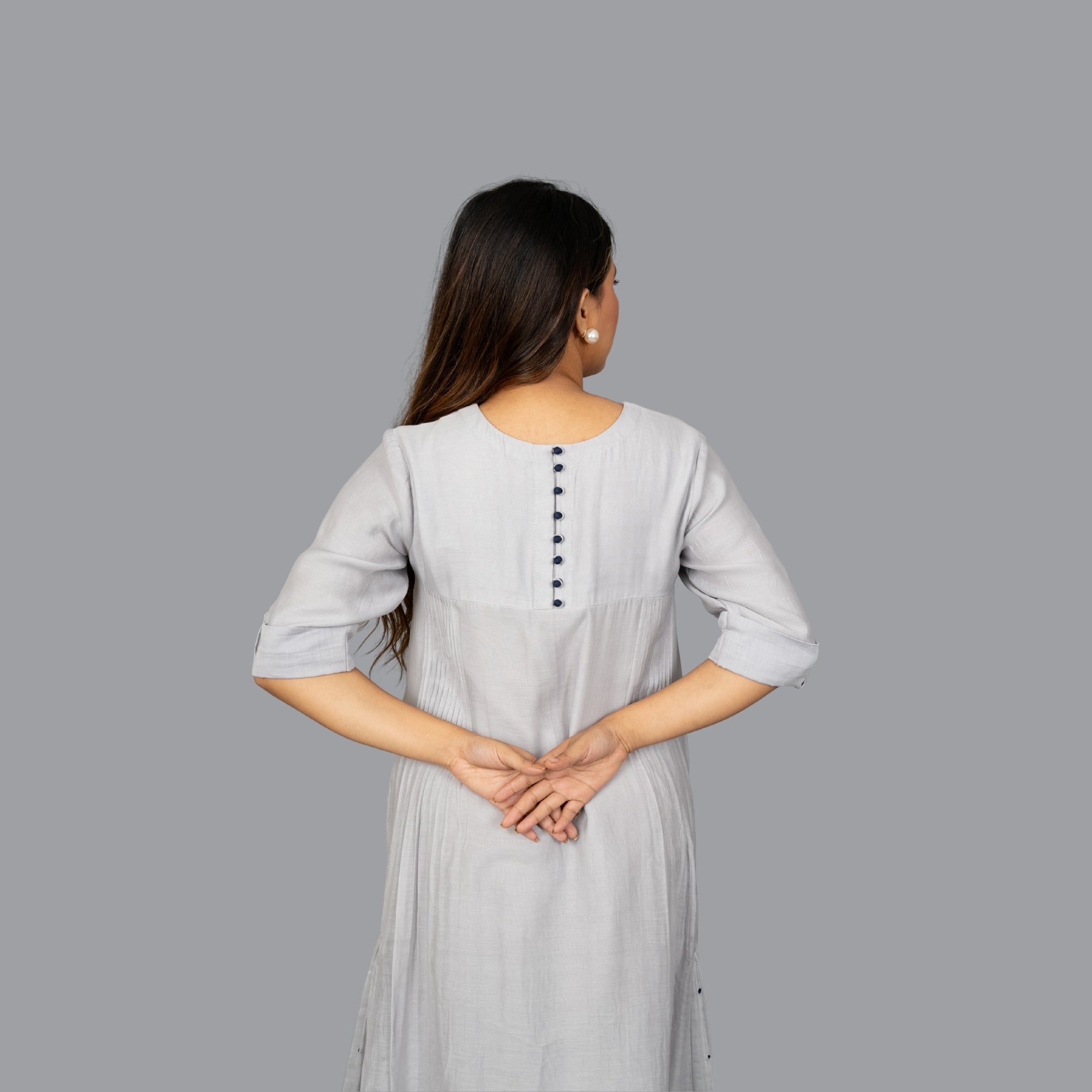 Silver Mist Pleated Dress