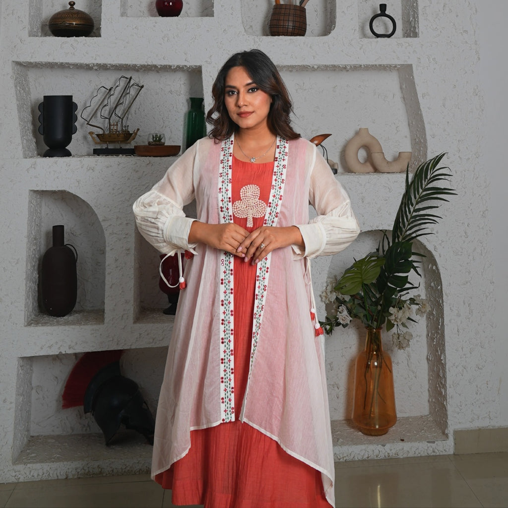 Elara Coral Jacket Ensemble