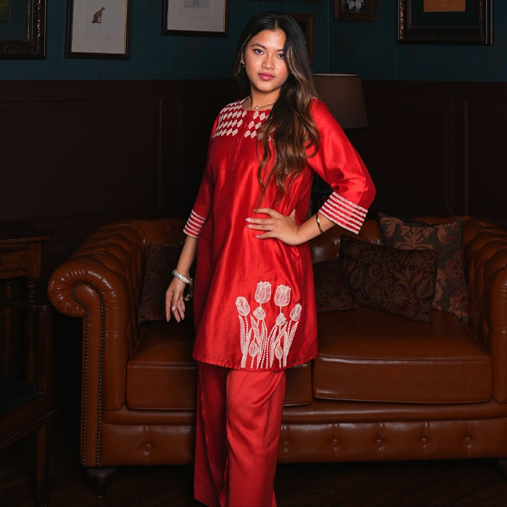 Ruby Vine Embroidered Set