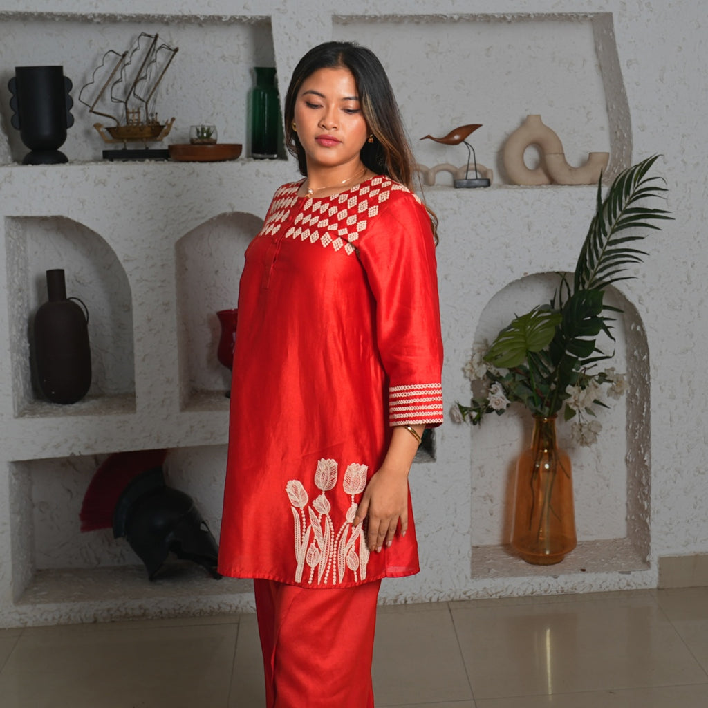 Ruby Vine Embroidered Set