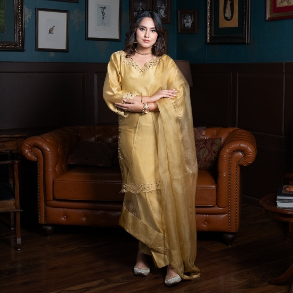 Zariah Golden Three-Piece Set