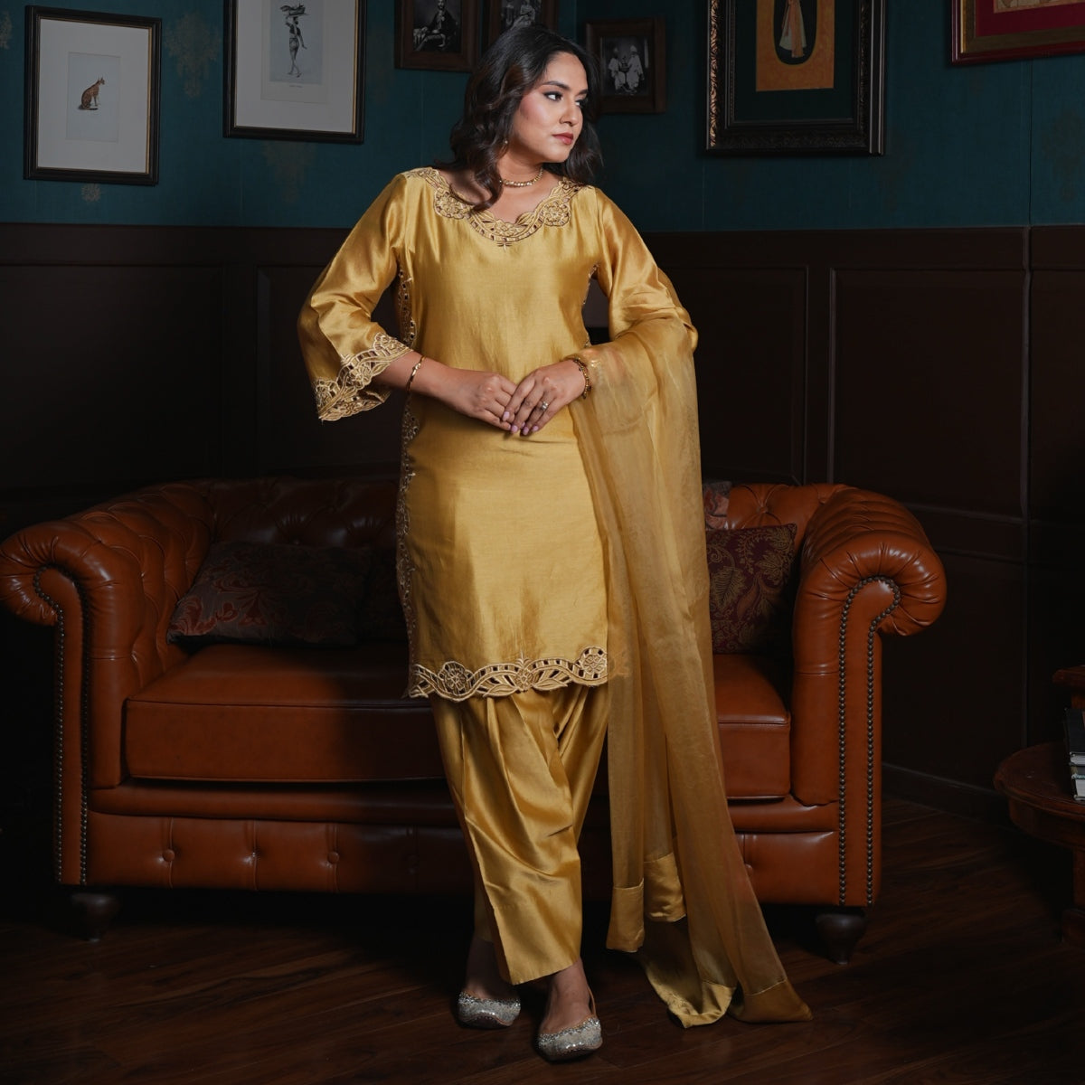 Zariah Golden Three-Piece Set